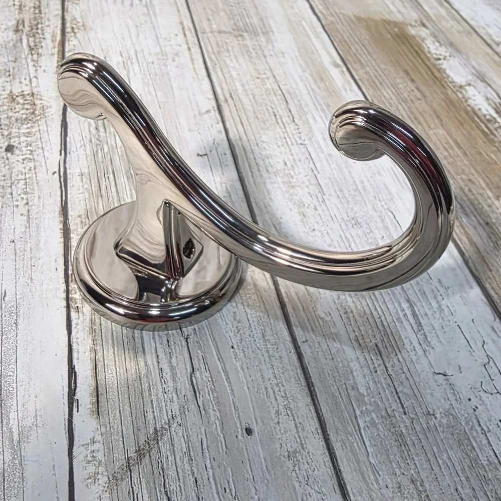 Ginger Circe Double Robe Hook Polished Nickel Wall Mount New Polished Chrome